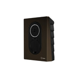 Zaptec Go laddbox i Wood Brown sedd från vinkel